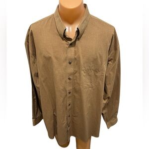 ENRO Men's Shirt 3XLT Brown Check Long Sleeve Button Up Non-Iron 100% Poplin